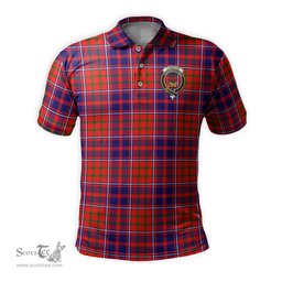 Scottish Cameron of Lochiel Modern Tartan Mens Polo Shirt with Family Crest Scottish Polo Shirt Scottish Plaid Tartan Plaid - ScotsTee - scotstee.com