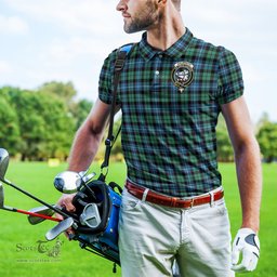 Scottish Galbraith Ancient Tartan Mens Polo Shirt with Family Crest Scottish Polo Shirt Scottish Plaid Tartan Plaid - ScotsTee - scotstee.com