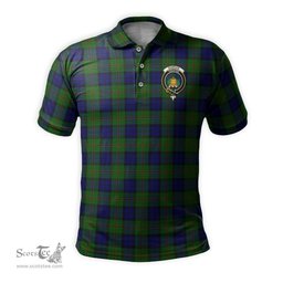 Scottish Dundas Modern Tartan Mens Polo Shirt with Family Crest Scottish Polo Shirt Scottish Plaid Tartan Plaid - ScotsTee - scotstee.com