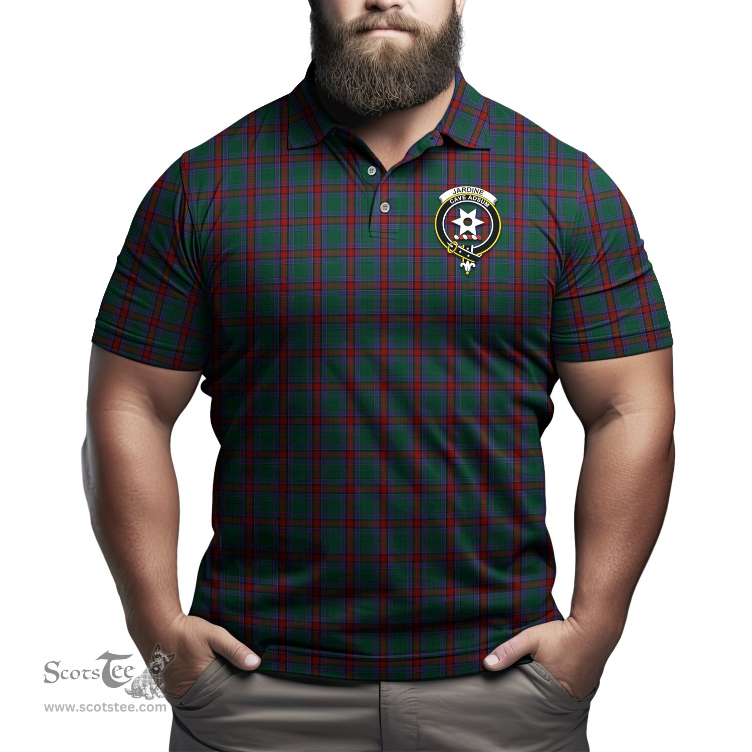 Scottish Jardine Dress Tartan Mens Polo Shirt with Family Crest Scottish Polo Shirt Scottish Plaid Tartan Plaid - ScotsTee - scotstee.com
