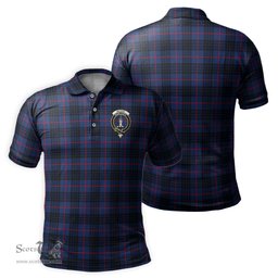 Scottish MacKay Blue Modern Tartan Mens Polo Shirt with Family Crest Scottish Polo Shirt Scottish Plaid Tartan Plaid - ScotsTee - scotstee.com