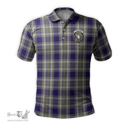 Scottish Livingston Dress Tartan Mens Polo Shirt with Family Crest Scottish Polo Shirt Scottish Plaid Tartan Plaid - ScotsTee - scotstee.com