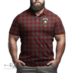 Scottish MacFarlane Red Tartan Mens Polo Shirt with Family Crest Scottish Polo Shirt Scottish Plaid Tartan Plaid - ScotsTee - scotstee.com
