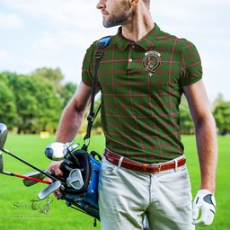 Scottish MacKinnon Hunting Modern Tartan Mens Polo Shirt with Family Crest Scottish Polo Shirt Scottish Plaid Tartan Plaid - ScotsTee - scotstee.com
