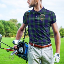 Scottish Hamilton Hunting Modern Tartan Mens Polo Shirt with Family Crest Scottish Polo Shirt Scottish Plaid Tartan Plaid - ScotsTee - scotstee.com