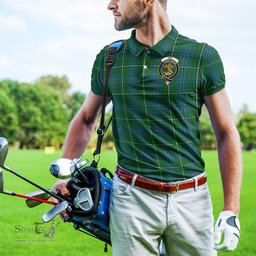 Scottish Hay Hunting Tartan Mens Polo Shirt with Family Crest Scottish Polo Shirt Scottish Plaid Tartan Plaid - ScotsTee - scotstee.com