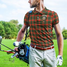Scottish MacLachlan Hunting Modern Tartan Mens Polo Shirt with Family Crest Scottish Polo Shirt Scottish Plaid Tartan Plaid - ScotsTee - scotstee.com