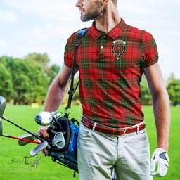 Scottish MacAulay Modern Tartan Mens Polo Shirt with Family Crest Scottish Polo Shirt Scottish Plaid Tartan Plaid - ScotsTee - scotstee.com