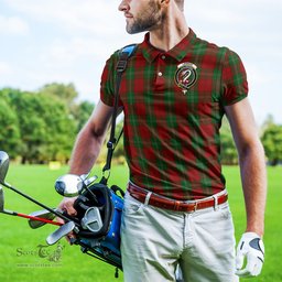 Scottish Lennox Tartan Mens Polo Shirt with Family Crest Scottish Polo Shirt Scottish Plaid Tartan Plaid - ScotsTee - scotstee.com