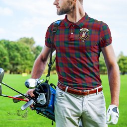 Scottish Lindsay Modern Tartan Mens Polo Shirt with Family Crest Scottish Polo Shirt Scottish Plaid Tartan Plaid - ScotsTee - scotstee.com
