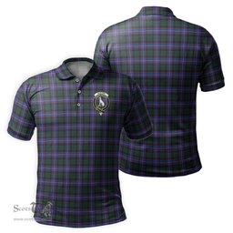 Scottish Hunter Modern Tartan Mens Polo Shirt with Family Crest Scottish Polo Shirt Scottish Plaid Tartan Plaid - ScotsTee - scotstee.com