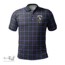 Scottish Hunter Modern Tartan Mens Polo Shirt with Family Crest Scottish Polo Shirt Scottish Plaid Tartan Plaid - ScotsTee - scotstee.com