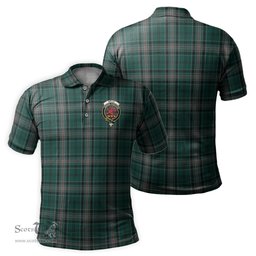 Scottish Kelly of Sleat Hunting Tartan Mens Polo Shirt with Family Crest Scottish Polo Shirt Scottish Plaid Tartan Plaid - ScotsTee - scotstee.com