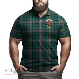 Scottish Kelly of Sleat Hunting Tartan Mens Polo Shirt with Family Crest Scottish Polo Shirt Scottish Plaid Tartan Plaid - ScotsTee - scotstee.com