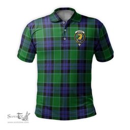 Scottish Haldane Tartan Mens Polo Shirt with Family Crest Scottish Polo Shirt Scottish Plaid Tartan Plaid - ScotsTee - scotstee.com