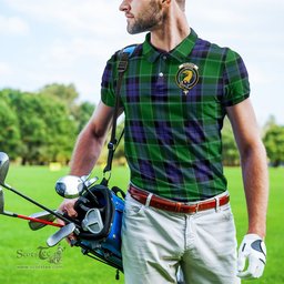Scottish Haldane Tartan Mens Polo Shirt with Family Crest Scottish Polo Shirt Scottish Plaid Tartan Plaid - ScotsTee - scotstee.com