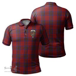 Scottish Leslie Red Tartan Mens Polo Shirt with Family Crest Scottish Polo Shirt Scottish Plaid Tartan Plaid - ScotsTee - scotstee.com