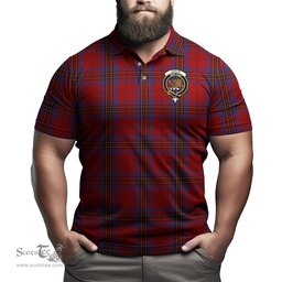 Scottish Leslie Red Tartan Mens Polo Shirt with Family Crest Scottish Polo Shirt Scottish Plaid Tartan Plaid - ScotsTee - scotstee.com