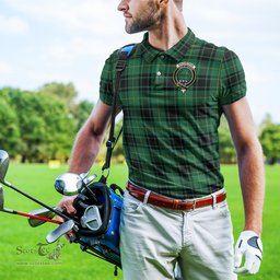 Scottish MacArthur Ancient Tartan Mens Polo Shirt with Family Crest Scottish Polo Shirt Scottish Plaid Tartan Plaid - ScotsTee - scotstee.com