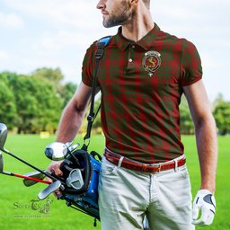 Scottish MacKintosh Red Tartan Mens Polo Shirt with Family Crest Scottish Polo Shirt Scottish Plaid Tartan Plaid - ScotsTee - scotstee.com