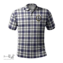 Scottish Hannay Modern Tartan Mens Polo Shirt with Family Crest Scottish Polo Shirt Scottish Plaid Tartan Plaid - ScotsTee - scotstee.com