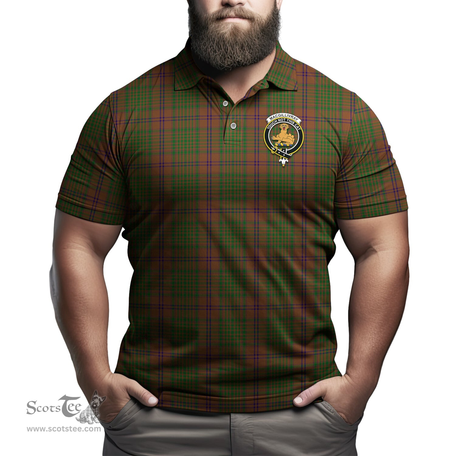 Scottish MacGillivray Hunting Tartan Mens Polo Shirt with Family Crest Scottish Polo Shirt Scottish Plaid Tartan Plaid - ScotsTee - scotstee.com