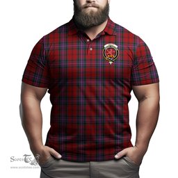 Scottish Kelly of Sleat Red Tartan Mens Polo Shirt with Family Crest Scottish Polo Shirt Scottish Plaid Tartan Plaid - ScotsTee - scotstee.com