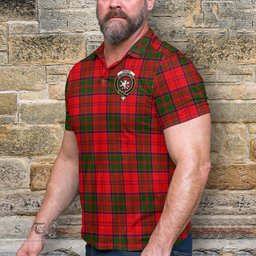 Scottish Heron Tartan Mens Polo Shirt with Family Crest Scottish Polo Shirt Scottish Plaid Tartan Plaid - ScotsTee - scotstee.com
