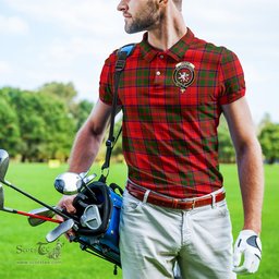 Scottish Heron Tartan Mens Polo Shirt with Family Crest Scottish Polo Shirt Scottish Plaid Tartan Plaid - ScotsTee - scotstee.com