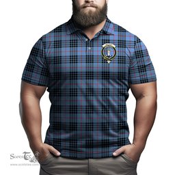 Scottish MacKay Blue Tartan Mens Polo Shirt with Family Crest Scottish Polo Shirt Scottish Plaid Tartan Plaid - ScotsTee - scotstee.com