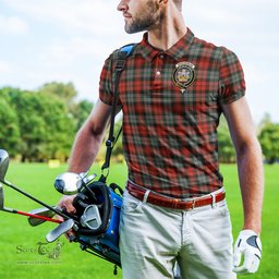 Scottish MacLachlan Weathered Tartan Mens Polo Shirt with Family Crest Scottish Polo Shirt Scottish Plaid Tartan Plaid - ScotsTee - scotstee.com