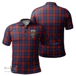 Scottish Graham of Menteith Red Tartan Mens Polo Shirt with Family Crest Scottish Polo Shirt Scottish Plaid Tartan Plaid - ScotsTee - scotstee.com