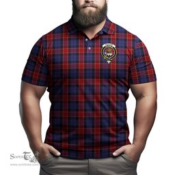 Scottish Graham of Menteith Red Tartan Mens Polo Shirt with Family Crest Scottish Polo Shirt Scottish Plaid Tartan Plaid - ScotsTee - scotstee.com