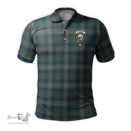 Scottish Kennedy Modern Tartan Mens Polo Shirt with Family Crest Scottish Polo Shirt Scottish Plaid Tartan Plaid - ScotsTee - scotstee.com
