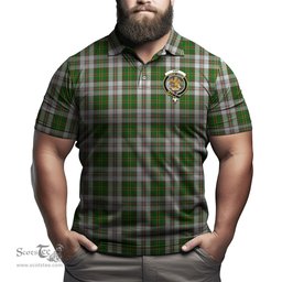 Scottish Hay White Dress Tartan Mens Polo Shirt with Family Crest Scottish Polo Shirt Scottish Plaid Tartan Plaid - ScotsTee - scotstee.com