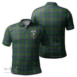 Scottish Hunter of Hunterston Tartan Mens Polo Shirt with Family Crest Scottish Polo Shirt Scottish Plaid Tartan Plaid - ScotsTee - scotstee.com