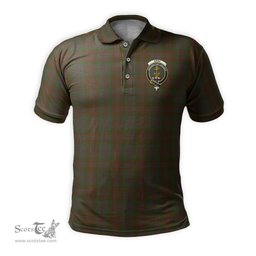 Scottish Gray Tartan Mens Polo Shirt with Family Crest Scottish Polo Shirt Scottish Plaid Tartan Plaid - ScotsTee - scotstee.com