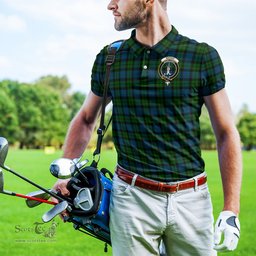 Scottish MacKay Modern Tartan Mens Polo Shirt with Family Crest Scottish Polo Shirt Scottish Plaid Tartan Plaid - ScotsTee - scotstee.com
