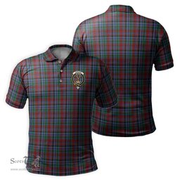 Scottish Gordon Red Tartan Mens Polo Shirt with Family Crest Scottish Polo Shirt Scottish Plaid Tartan Plaid - ScotsTee - scotstee.com