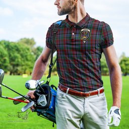 Scottish Gordon Red Tartan Mens Polo Shirt with Family Crest Scottish Polo Shirt Scottish Plaid Tartan Plaid - ScotsTee - scotstee.com