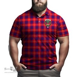Scottish Hamilton Modern Tartan Mens Polo Shirt with Family Crest Scottish Polo Shirt Scottish Plaid Tartan Plaid - ScotsTee - scotstee.com