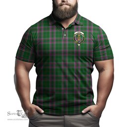 Scottish Gray Hunting Tartan Mens Polo Shirt with Family Crest Scottish Polo Shirt Scottish Plaid Tartan Plaid - ScotsTee - scotstee.com