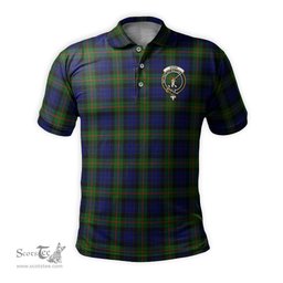 Scottish Gunn Modern Tartan Mens Polo Shirt with Family Crest Scottish Polo Shirt Scottish Plaid Tartan Plaid - ScotsTee - scotstee.com