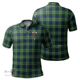Scottish Learmonth Tartan Mens Polo Shirt with Family Crest Scottish Polo Shirt Scottish Plaid Tartan Plaid - ScotsTee - scotstee.com
