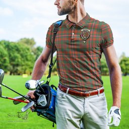 Scottish MacKinnon Ancient Tartan Mens Polo Shirt with Family Crest Scottish Polo Shirt Scottish Plaid Tartan Plaid - ScotsTee - scotstee.com