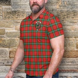 Scottish MacLaine of Loch Buie Tartan Mens Polo Shirt with Family Crest Scottish Polo Shirt Scottish Plaid Tartan Plaid - ScotsTee - scotstee.com