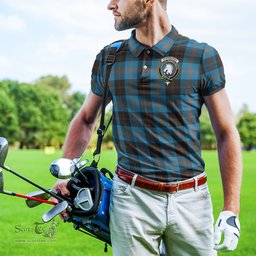 Scottish Horsburgh Tartan Mens Polo Shirt with Family Crest Scottish Polo Shirt Scottish Plaid Tartan Plaid - ScotsTee - scotstee.com