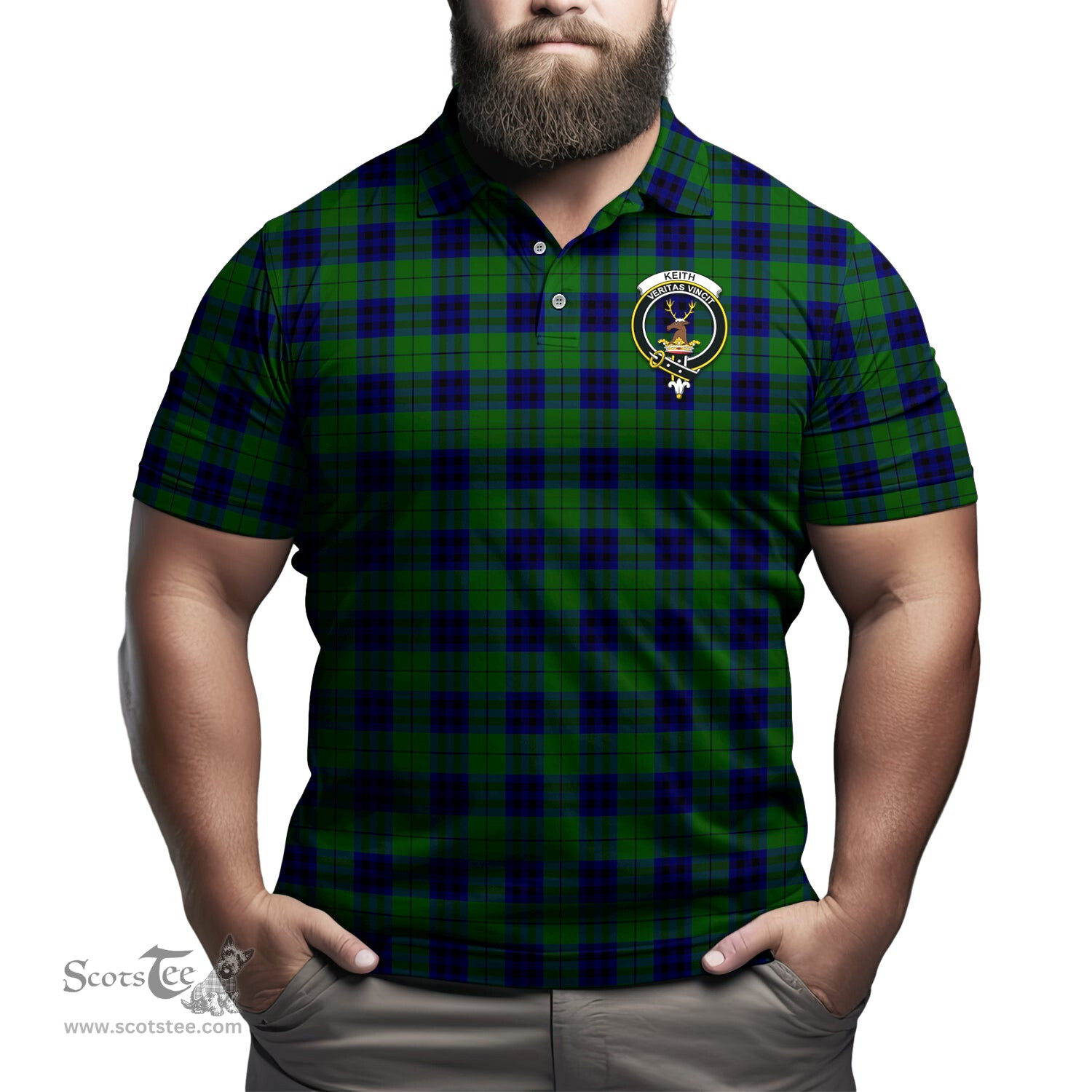 Scottish Keith Modern Tartan Mens Polo Shirt with Family Crest Scottish Polo Shirt Scottish Plaid Tartan Plaid - ScotsTee - scotstee.com