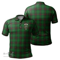 Scottish Kinnear Tartan Mens Polo Shirt with Family Crest Scottish Polo Shirt Scottish Plaid Tartan Plaid - ScotsTee - scotstee.com