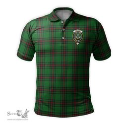 Scottish Kinnear Tartan Mens Polo Shirt with Family Crest Scottish Polo Shirt Scottish Plaid Tartan Plaid - ScotsTee - scotstee.com